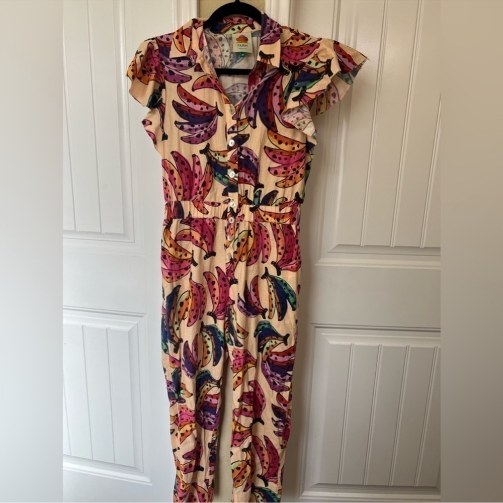 FARM Rio Banana Bunch Frilled-Sleeve Multicolor Jumpsuit - Picture 9 of 13